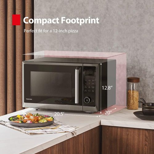  Toshiba ML2-EC10SA(BS) Multifunctional Microwave Oven with Healthy Air Fry, Convection Cooking, Position Memory Turntable, Easy-clean Interior and ECO Mode, 1.0 Cu.ft, Black stainl