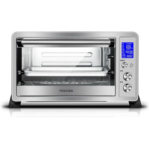  Toshiba AC25CEW-SS Digital Toaster Oven with Convection Cooking and 9 Functions, 6-Slice Bread/12-Inch Pizza, Stainless Steel