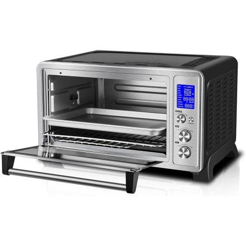  Toshiba AC25CEW-SS Digital Toaster Oven with Convection Cooking and 9 Functions, 6-Slice Bread/12-Inch Pizza, Stainless Steel