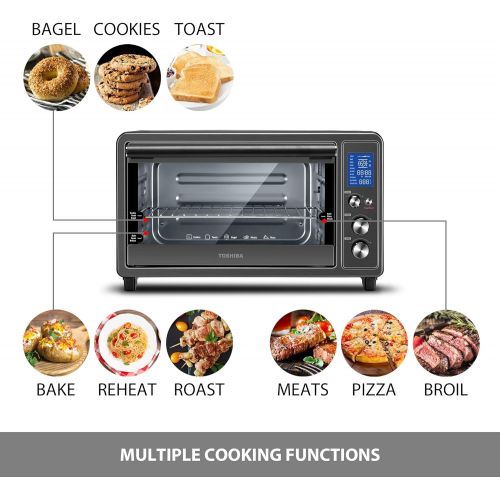  Toshiba Digital Toaster Oven with Double Infrared Heating and Speedy Convection, Larger 6-slice/12-inch Capacity, 1700W, 10 Functions and 6 Accessories Fit All Your Needs