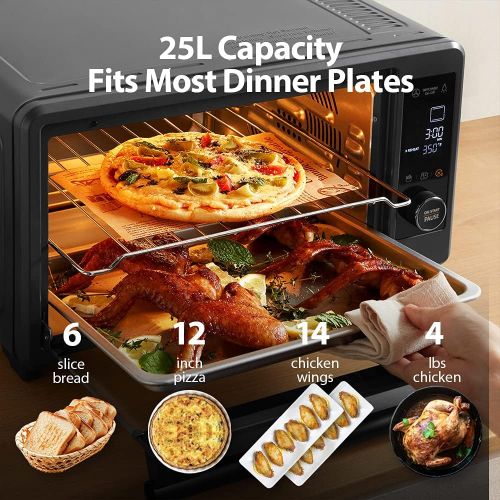  Toshiba TL2-AC25CZA(GR) Air Fryer Toaster Oven, 6-in-1 Digital Convection Oven for 9 Cooking Presets, 6-Slice Bread/12-Inch Pizza, 1750W, Charcoal Grey