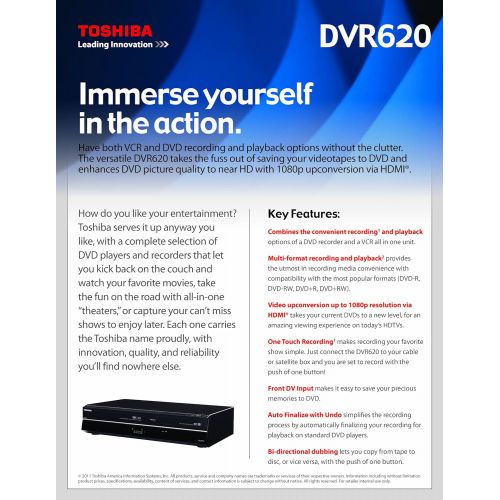  [아마존베스트]Toshiba DVD/VHS Recorder (DVR620) No Tuner (Discontinued 2009 Model)