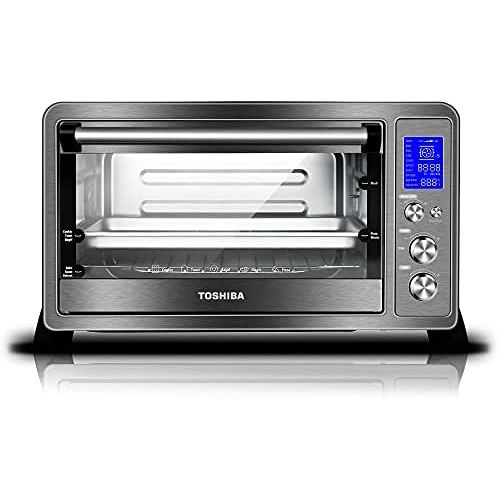  [아마존베스트]Toshiba AC25CEW-BS Digital Toaster Oven with Convection cooking and 9 Functions, 1500W, 6-Slice Bread/12-Inch Pizza, Black Stainless Steel