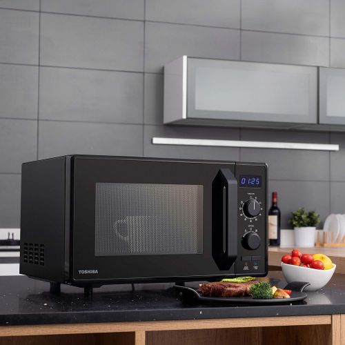  [아마존베스트]Toshiba MW2-AG23PF(BK) Mikrowelle / 3-in-1 Mikrowelle mit Grill & Kombi-Funktion / 23L / 900W / 1000W Grill/energiesparender ECO-Funktion/Drehteller mit Positionsspeicher/Schwarz