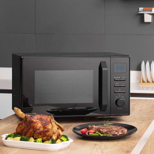  [아마존베스트]Toshiba MW2-AC25TF(BK) 4-in-1 Mikrowelle mit Heissluft & Grill & Kombi Funktion / 25L / 900W / 1100W Grill / 2100W Heissluft/Emaille Innenraum/Drehteller mit Positionsspeicher/Schwar