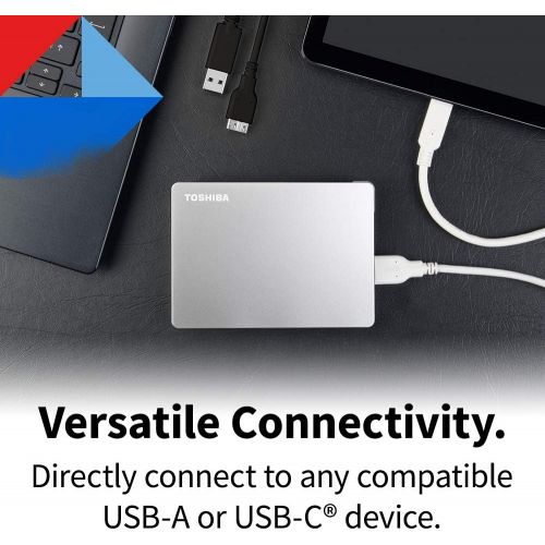  Toshiba Canvio Flex 4TB Portable External Hard Drive USB-C USB 3.0, Silver for PC, Mac, & Tablet - HDTX140XSCCA