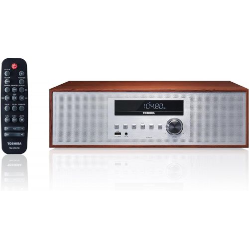  Toshiba TY-CWU700 Vintage Style Retro Look Micro Component Wireless Bluetooth Audio Streaming & CD Player Wood Speaker System + Remote, USB Port for MP3 Playback, FM Stereo Digital