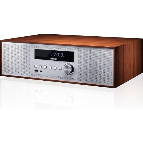  Toshiba TY-CWU700 Vintage Style Retro Look Micro Component Wireless Bluetooth Audio Streaming & CD Player Wood Speaker System + Remote, USB Port for MP3 Playback, FM Stereo Digital