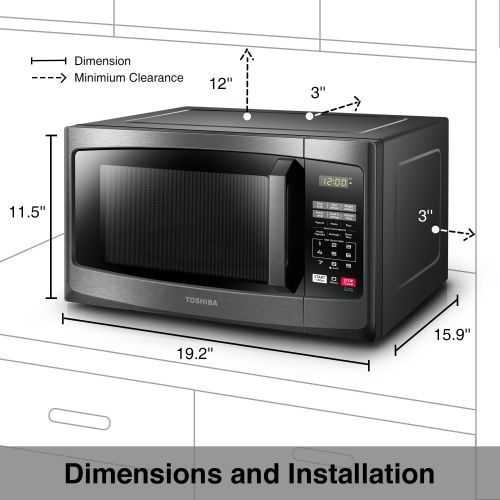  Toshiba EM925A5A-BS Microwave Oven with Sound OnOff ECO Mode and LED Lighting, 0.9 Cu.ft, Black Stainless