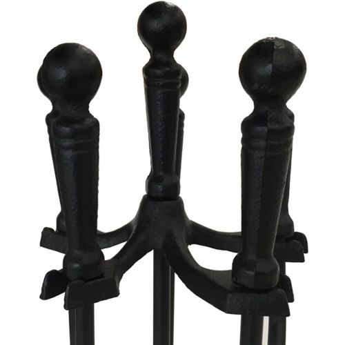  Tosnail 5 Pieces Wrought Iron Fireplace Tools Set - Brush, Shovel, Tong, Poker and Stand Base