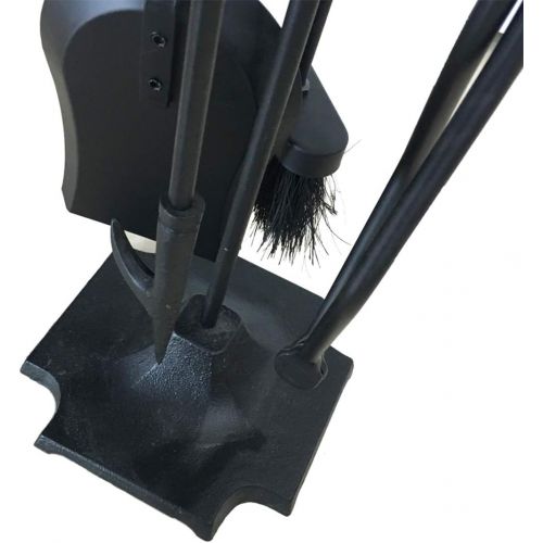  Tosnail 5 Pieces Wrought Iron Fireplace Tools Set - Brush, Shovel, Tong, Poker and Stand Base