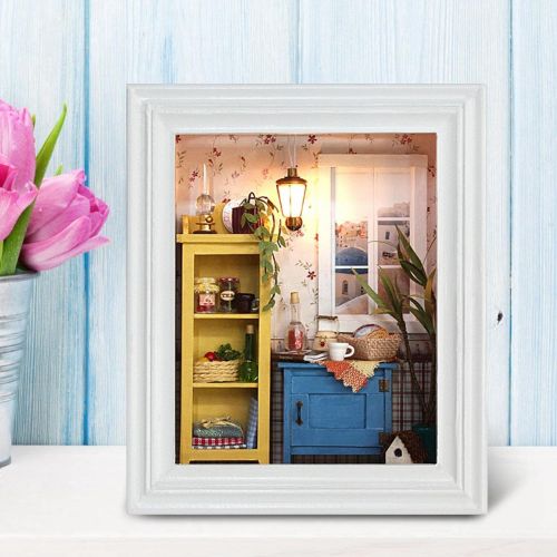  Tosuny Romantic and Cute Dollhouse Miniature DIY House Kit, Creative Room with Furniture and Photo Frame Type for Home Decoration, Perfect DIY Gift for Kids, Friends, Lovers and Families,