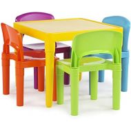 [아마존핫딜][아마존 핫딜] Tot Tutors Kids Plastic Table and 4 Chairs Set, Vibrant Colors