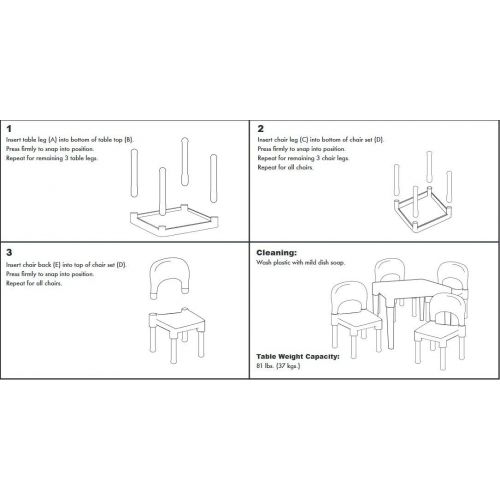 튜터 [아마존핫딜][아마존 핫딜] Tot Tutors Kids Plastic Table and 4 Chairs Set, Vibrant Colors