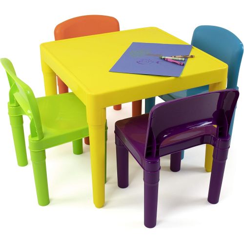 튜터 [아마존핫딜][아마존 핫딜] Tot Tutors Kids Plastic Table and 4 Chairs Set, Vibrant Colors