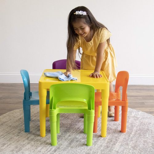 튜터 [아마존핫딜][아마존 핫딜] Tot Tutors Kids Plastic Table and 4 Chairs Set, Vibrant Colors