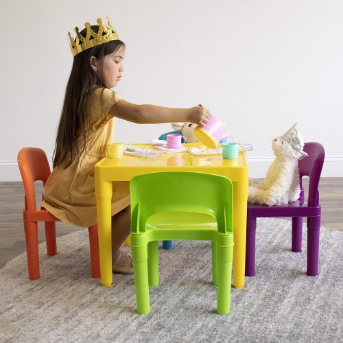 튜터 [아마존핫딜][아마존 핫딜] Tot Tutors Kids Plastic Table and 4 Chairs Set, Vibrant Colors