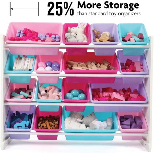 튜터 [아마존 핫딜] Tot Tutors Forever Collection Wood Toy Storage Organizer, X-Large, White/Blue/Pink/Purple