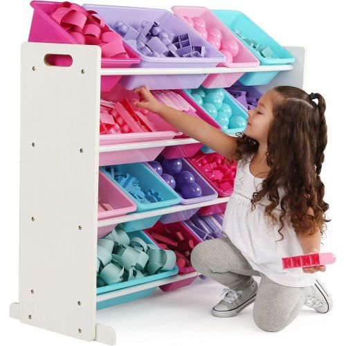 튜터 [아마존 핫딜] Tot Tutors Forever Collection Wood Toy Storage Organizer, X-Large, White/Blue/Pink/Purple