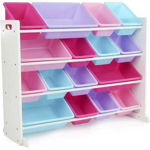 튜터 [아마존 핫딜] Tot Tutors Forever Collection Wood Toy Storage Organizer, X-Large, White/Blue/Pink/Purple