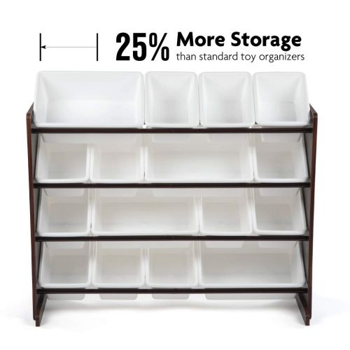 튜터 Tot Tutors WO142 Extra-Large, Supersized Toy Storage Organizer White Bins, Espresso Collection