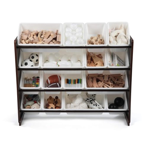 튜터 Tot Tutors WO142 Extra-Large, Supersized Toy Storage Organizer White Bins, Espresso Collection