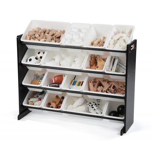 튜터 Tot Tutors WO420 Discover Collection Supersized Wood Toy Storage Organizer Toddler EspressoPrimary