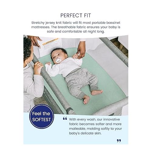  TotAha Botanical Bassinet Sheets Netural for Girls Boys, Premium Soft Boho Bassinet Mattress Sheets, Ultra Breathable Cradle Sheets Compatible with Halo, Baby Delight, 4moms, and Other Bassinet