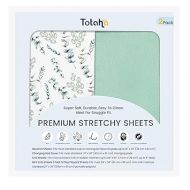 TotAha Botanical Pack and Play Sheets Fitted, Compatible with Graco Pack N Play Playard Crib, Babyletto, Dream on Me, Baby Trend, and Other Playpen Mattress, Premium Soft Mini Crib Sheets, 2 Pack