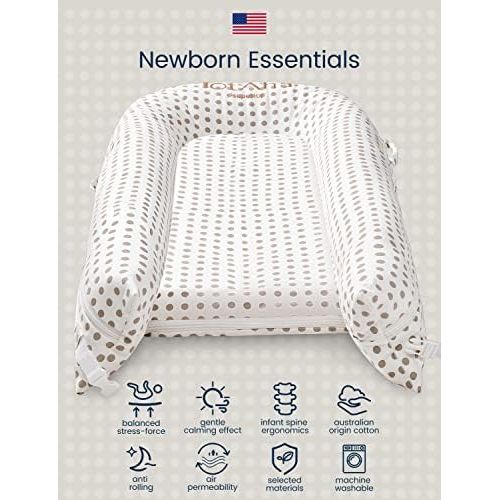  Newborn Baby Nest, TotAha Superior Dock for A Tot, Organic Cotton Baby Dock, Secure Comfort Portable Lounger & Infant Floor Seat Newborn Essentials Must Haves for 0-12 Month -Dot