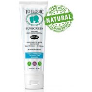 TotLogic Natural Mineral Sunscreen SPF 30, 3 oz | Biodegradable Reef Safe Zinc Oxide Organic Sunblock For Kids | Hypoallergenic, Water Resistant Non Nano Formula