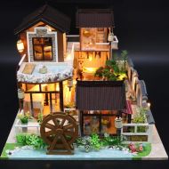 TotalShop DIY Dollhouse Kit with LED Lights Miniature Ancient Architecture Mini House Best Birthday Gifts Without Dust Cover