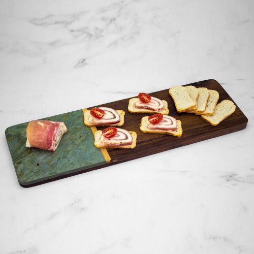  Totally Bamboo Rock & Branch Series Slate and Acacia Serving Board