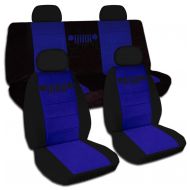 Totally Covers 2002-2007 Jeep Liberty Two-Tone Seat Covers with Adjustable/Molded Front & Rear Headrests: Black & Dark Blue - Full Set (21 Colors) Split Bench Bucket 2003 2004 2005 2006 SUV