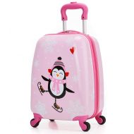 Totes Girls Suitcase Hardshell Spinner Wheels - Kids Luggage 18 inch Carry On Penguin Travel Trolley LeLeTian