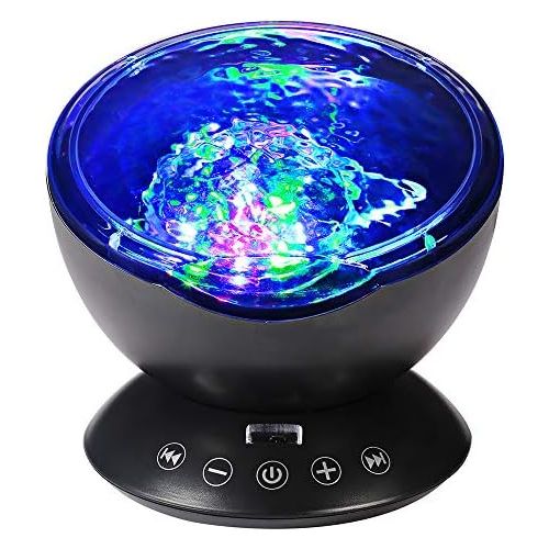  TOTOBAY [Newest Generation] Remote Control Ocean Wave Projector 12 LEDs & 7 Color Changing Modes Night Light and Built-in Mini Music Player for Living Room and Bedroom