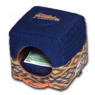 Pet Life Touchdog 70s Vintage Tribal Throwback Convertible and Reversible Squared 2-in-1 Collapsible Dog House Bed