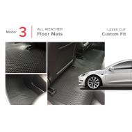 Touchscreen EVHooks.com Tesla Model 3 All Weather Floor Mats - 3 Piece Set - Heavy Duty - Black Rubber 2017-2018