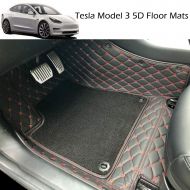 Touchscreen BMZX Car Floor Mats Custom All Weather 5D for Tesla Model 3 (Red) Anti-Slip Auto Flooring Waterproof & Dirt Proof Heavy Duty Easy to Clean (Red, PU Leather Material)