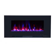 Touchstone Valueline 42 Inch 10-Color, In-Wall Recessed, Electric Fireplace, Log-set & Crystal, 1200W Heat (Black) - 80030