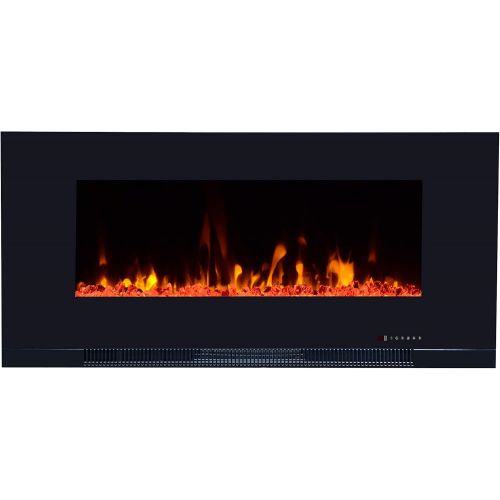  Touchstone Valueline 42 Inch 10-Color, In-Wall Recessed, Electric Fireplace, Log-set & Crystal, 1200W Heat (Black) - 80030