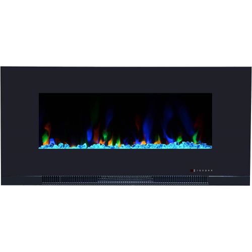  Touchstone Valueline 42 Inch 10-Color, In-Wall Recessed, Electric Fireplace, Log-set & Crystal, 1200W Heat (Black) - 80030