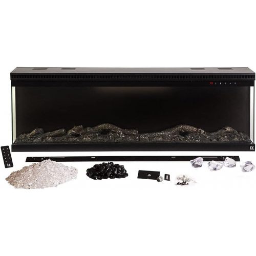  Touchstone Sideline Elite Infinity 3-Sided Smart 50” WiFi-Enabled Electric Fireplace - 80045 - Built-in - 60 Color Combinations - 1500/750 Watt Heater (68-88°F Thermostat) - Black