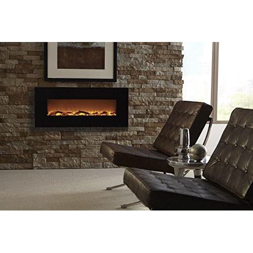  Touchstone 80001 - Onyx Electric Fireplace - (Black) - 50 Inch Wide - Wall Hanging(Not for in-Wall) - Log & Crystal Included - 5 Flame Settings - Realistic Flame - Timer & Remote