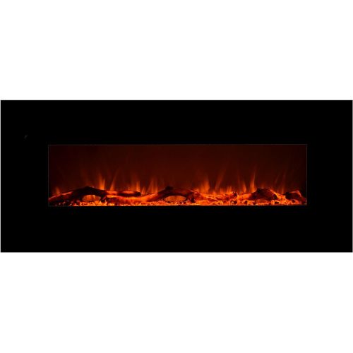  Touchstone 80001 Onyx Electric Fireplace (Black) 50 Inch Wide Wall Hanging(Not for in Wall) Log & Crystal Included 5 Flame Settings Realistic Flame Timer & Remote