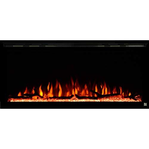  Touchstone 80042 Sideline Elite Electric Fireplace 42 Inch Wide in Wall Recessed 60 Color Combinations 1500/750 Watt Heater (68 88°F Thermostat) Black Log, Crystals,