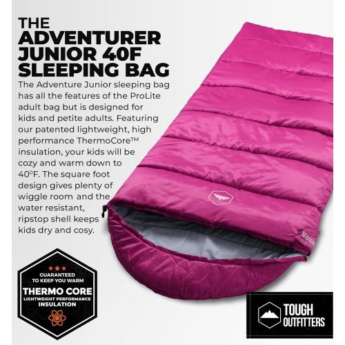  Tough Outdoors Kid Sleeping Bag - Youth Sleeping Bag - Kids Sleeping Bag for Camping - Girls & Boys Sleeping Bag for Spring, Summer & Fall - Packable & Compact Sleeping Bag for Teens & Children -