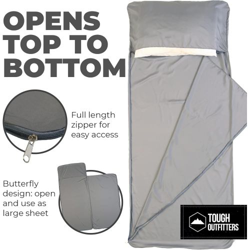  Tough Outdoors Sleeping Bag Liner Camping & Travel Sheets for Adults Sleeping Sack & Sheets for Backpacking, Hotel, Hostels & Traveling Ultra Lightweight Single/ Double Sleep Sack Comfort