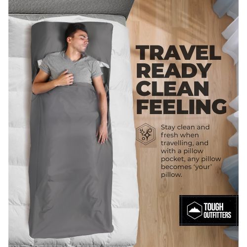  Tough Outdoors Sleeping Bag Liner Camping & Travel Sheets for Adults Sleeping Sack & Sheets for Backpacking, Hotel, Hostels & Traveling Ultra Lightweight Single/ Double Sleep Sack Comfort