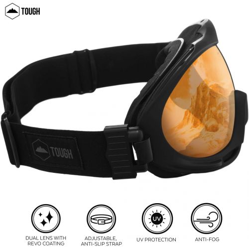  Tough Outdoors Ski & Snowboard Goggles - Snow Glasses for Skiing, Snowboarding, Motorcycling & Outdoor Winter Sports - Anti Fog & Helmet Compatible Snowmobile Gear with UV400 Protection - Fits Me